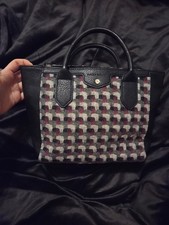 Laura Ashley x Moon Wool Handbag Heritage British Cloth Check Tote Blck Burgundy