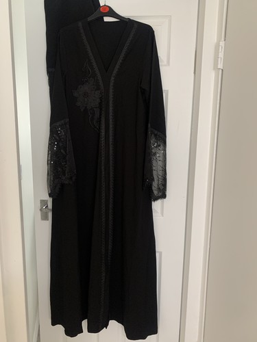 Embroidered lace islamic abaya - embroidered,