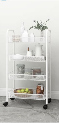 White metal shelf kitchen - metal, 3-shelf