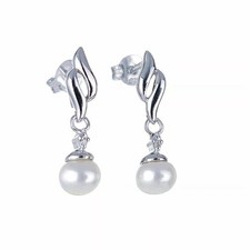 Pearl Diamond Earrings Dangle