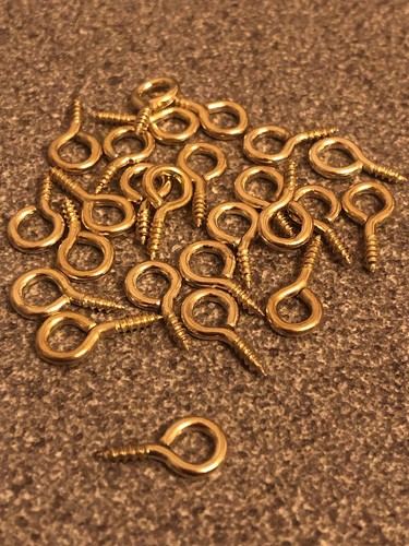 Brass plated screw eyes - 25,
