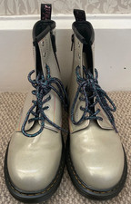 Docs dr martens aw501 boots Pascal shiny silver ladies UK5 EU38 NEW.