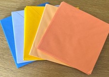 50 x 5 inch square coloured envelopes, blue, lilac, yellow, apricot, salmon pink