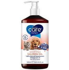 Scottish Salmon Oil 500ml with Pump 100% Pure Oil for Dogs, Cats & Ferrets Omega