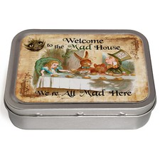 Alice Tobacco Tin 2oz Baccy Storage Box Welcome All Mad Here Gift AP09