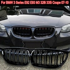 FOR BMW E92 E93 M3 3 SERIES COUPE KIDNEY GRILLES GRILLS GRILL GLOSS BLACK 07-10