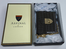 Aspinal of London leather taupe croc shine small crossbody bag purse NEW