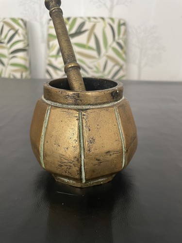 Antique brass pestle and