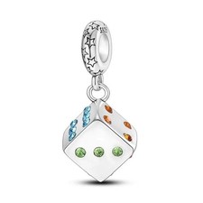 Casino Lucky Dice Dangle Charm For Bracelets S925 Sterling Silver
