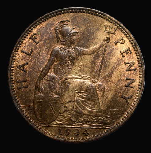 1934 george half penny - 1934, penny,
