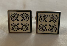 Mulberry Tree Logo Cufflinks Silver Tone Enamel Square Designer Men’s Gift Acces