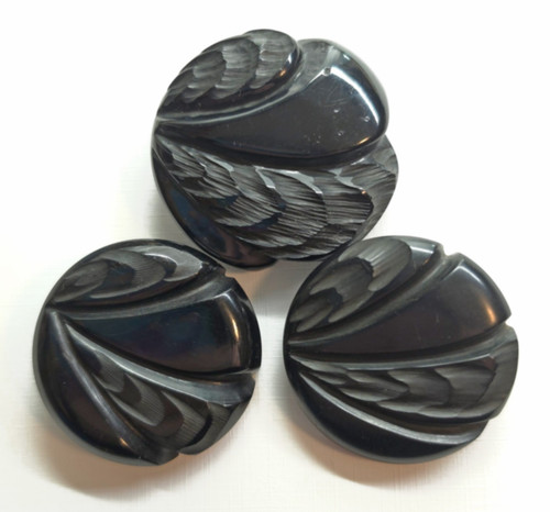 Carved black bakelite - black,