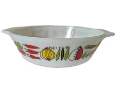 Vintage Pyrex Harvest Vegetables  8in Glass Casserole Dish Retro Original Style