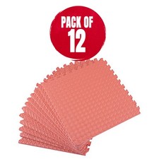 Interlocking Floor Foam Tiles Mats Red Impact-Resistant Non Slip 10mm 12 Pack