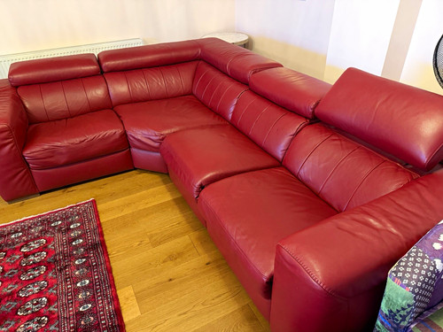 Natuzzi red leather corner - leather,