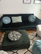 Green Velvet Couch And Ottoman
