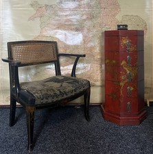 Stunning Antique Oriental/ Chinese black lacquered Hand Painted throne chair