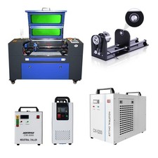50W CO2 Laser Engraving Machine Engraver Cutter & Rotary & Industrial Chiller UK