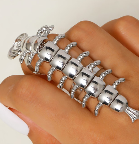 Silver centipede articulated - silver,