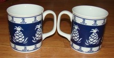 2x Blue & White Pineapple 8 oz