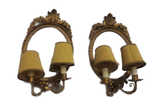 Pair antique oval golden - pair,