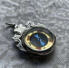 Beautiful Sterling Silver Working Compass Fob / Pendant Clearly Hallmarked