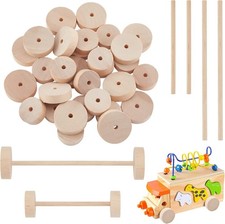 OLYCRAFT 32pcs Wooden Wheels