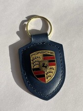 Blue Leather Porsche Crest
