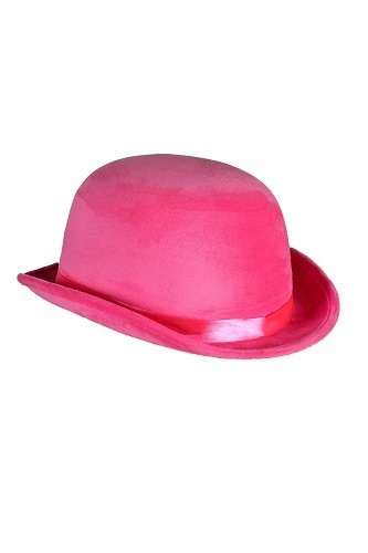 Pink bowler hat coloured clown - pink,
