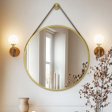Large Round Wall Mirror with Hanger Strap Dressing Mirror f Living Room Entryway