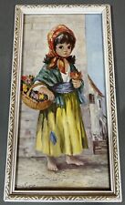 Vintage Framed Print Little Flower Girl Dallas Simpson Retro 1960s Kitsch