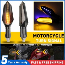 2X Motorcycle LED Indicators Turn Signal Flowing Water Lights Amber Blinker Lamp