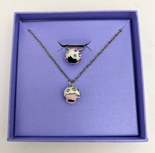 Vintage Claire's Accessories Enamel Cupcake Necklace & Ring Set  Kitsch 90s Y2K