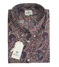Mens Ben Sherman Long Sleeve Paisley Formal Shirt 61434 Sienna Size XL  & XXL