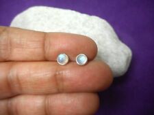 Fiery Round MOONSTONE  Sterling  Silver  925 Stud Earrings - 5 mm  -  Gift Boxed