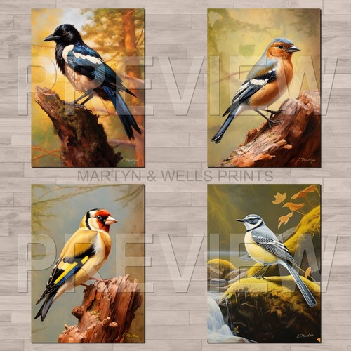 British bird prints magpie - prints:,
