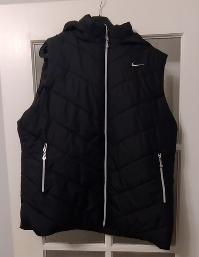 Black hooded puffa style gilet - puffa,