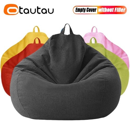 Big cotton linen bean bag - bean,