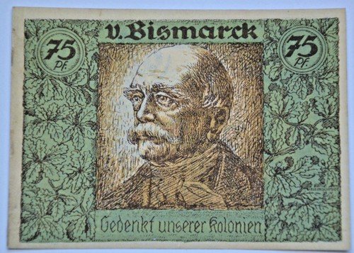 Von bismarck notgeld colonies - bismarck,