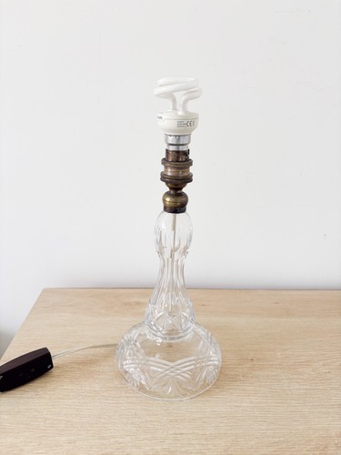 Vintage cut glass candlestick - glass,