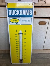 Genuine Vintage Duckhams 20-50 Motor Oil Thermometer Enamel Sign 36" x 13"