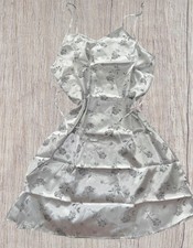 Vintage Yves Rocher floral  Babydoll Slip Dress silver Size small / medium 