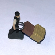 HO Gauge Porter with Trolley - Painted Model Railway Figure Good Condition