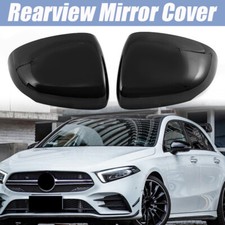 Pair For Mercedes W177 A Class & CLA 2019-2023 Gloss Black Wing Mirror Cover Cap
