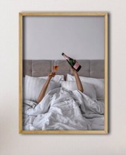 Woman Drinking Wine in Bed