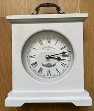 Louis Bernard Wooden Mantel Desk Shelf Clock Quartz White Rustic Approx  9” High
