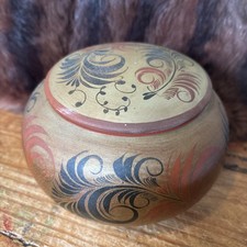 Khokhloma Russian Folk Art Lacquer Bowl Vintage Bowl Box & Lid Hand Painted 6”