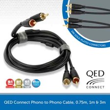 QED Connect Stereo RCA to RCA Phono Cable Audio Interconnect Lead 0.75m 1m & 3m