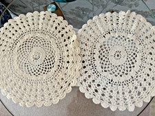 2 VINTAGE  IVORY COTTON HAND