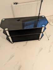 Matrix Glass Corner TV Unit Black Chrome Living Room Storage Stand